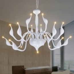 18 lampen roestvrij staal post moderne zwaan kroonluchter licht G4 witte afwerking