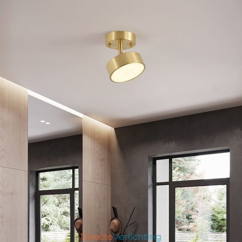 Goud koperen mini ronde plafondlamp