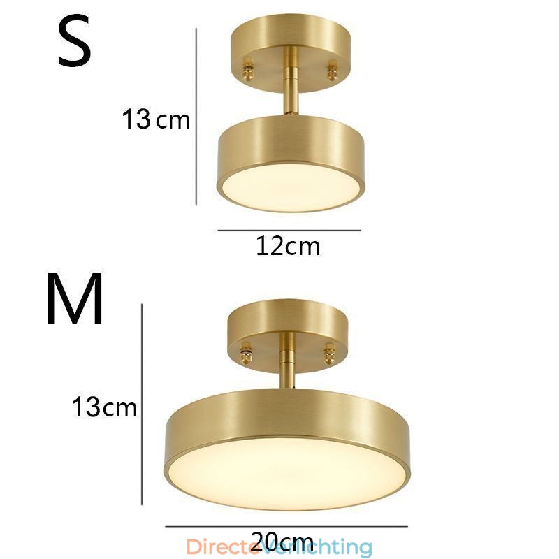 Goud koperen mini ronde plafondlamp
