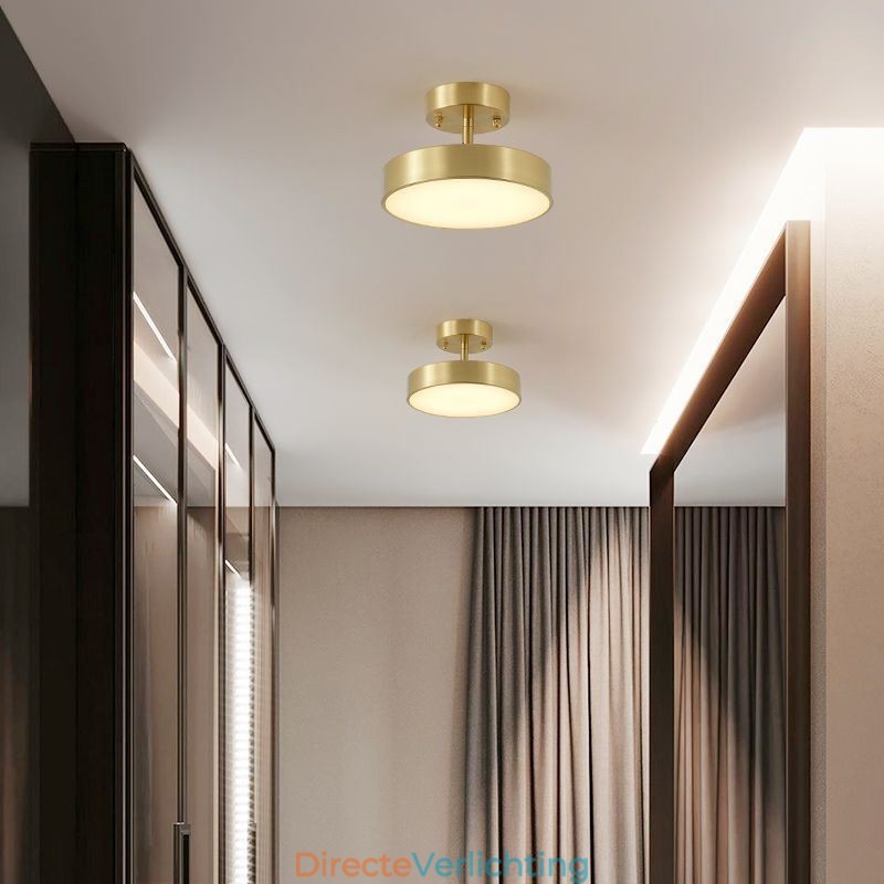 Goud koperen mini ronde plafondlamp