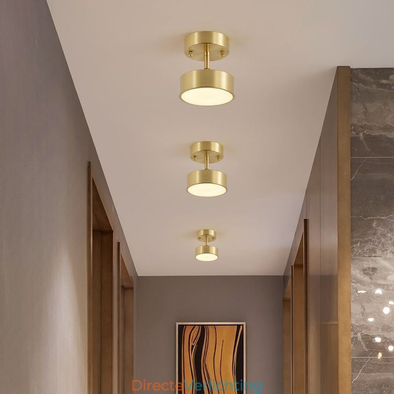 Goud koperen mini ronde plafondlamp
