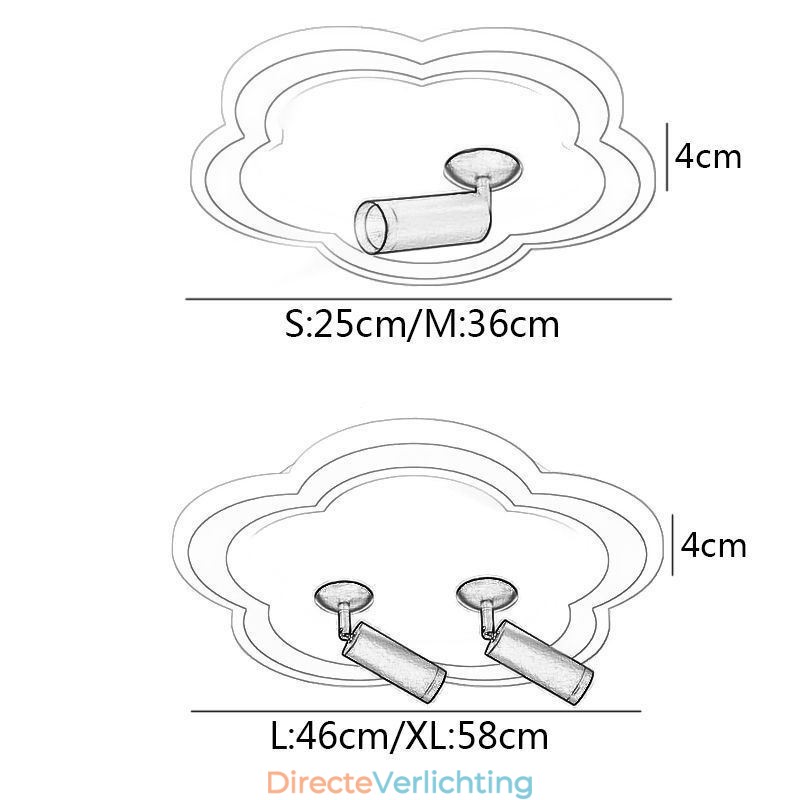 Plafondlamp in de vorm van een bloem van acryl in de vorm van een plafondlamp