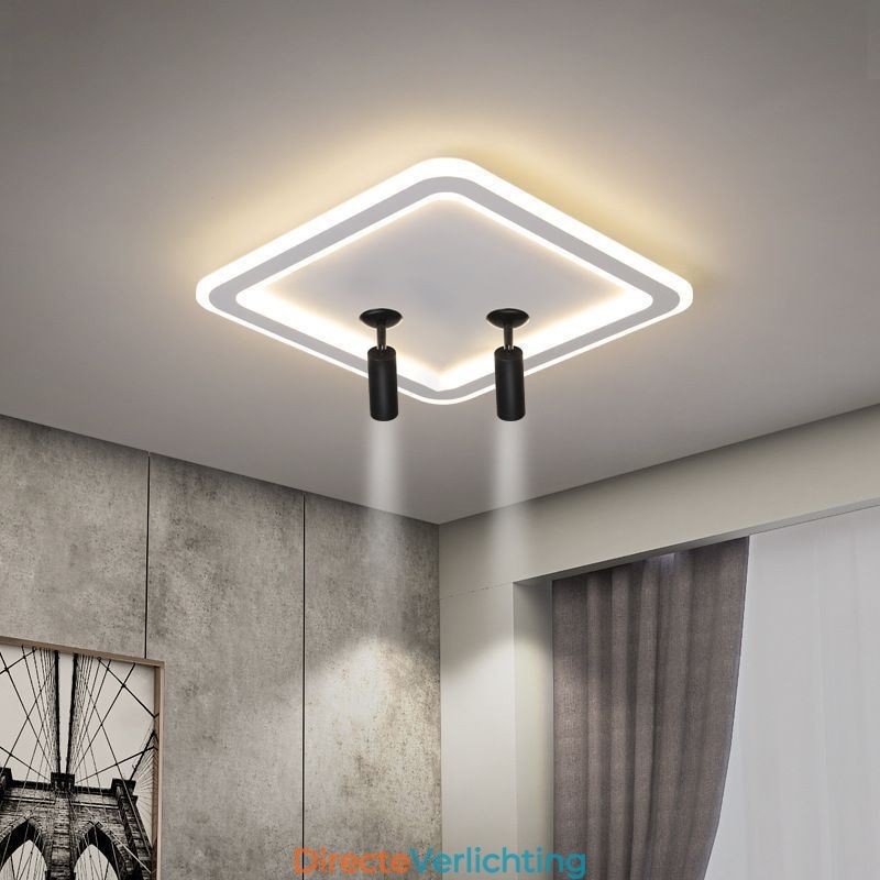 Vierkante plafondlamp met acryl spot