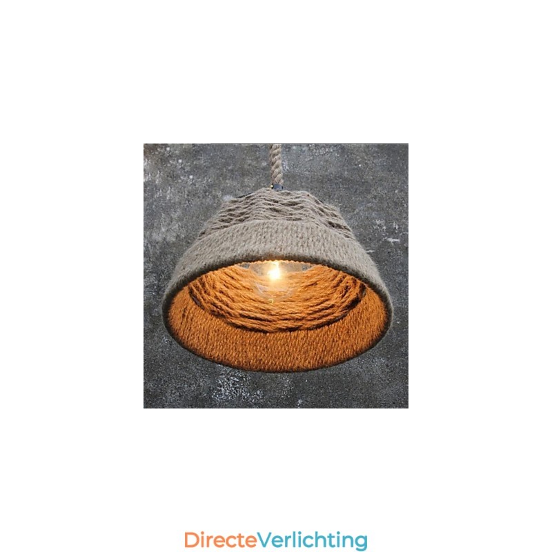 Retro handgemaakte henneptouw countryard kroonluchterlamp in industriële landelijke stijl