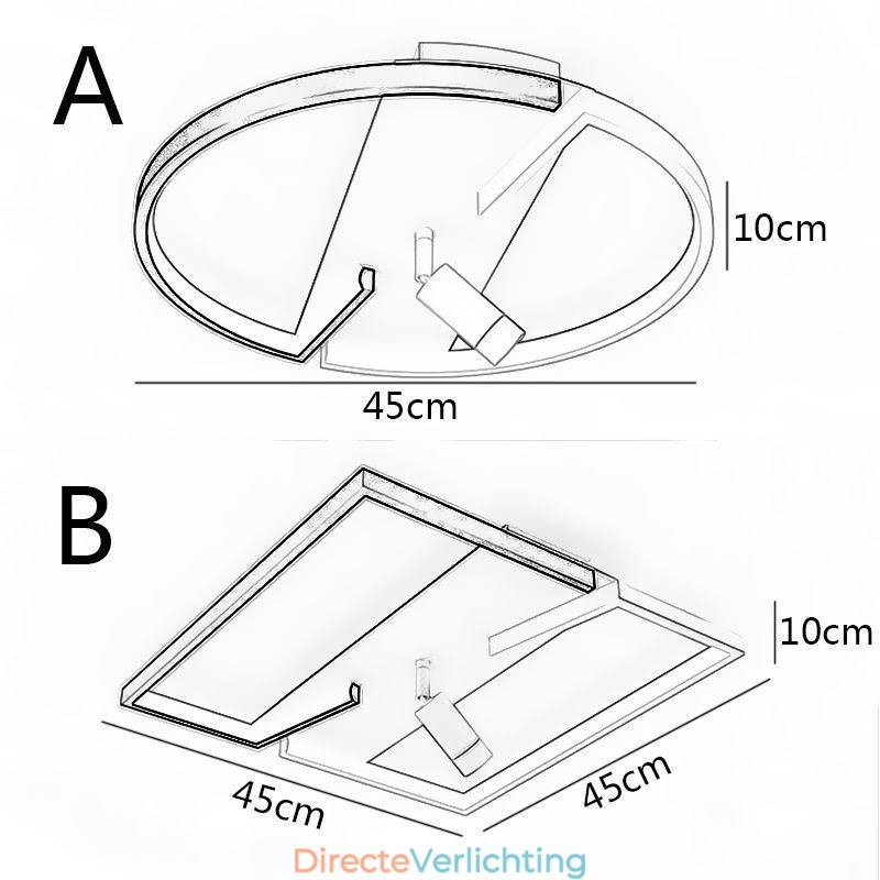Plafondlamp Zwart & Wit Acryl Verlichting Spotlight
