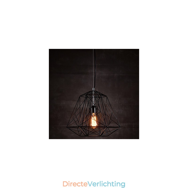 Hanglamp in zwarte vlecht lampenkap
