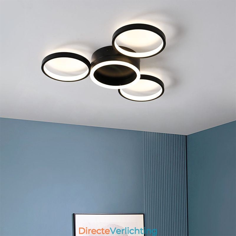 4-rings plafondlamp met inbouwmontage