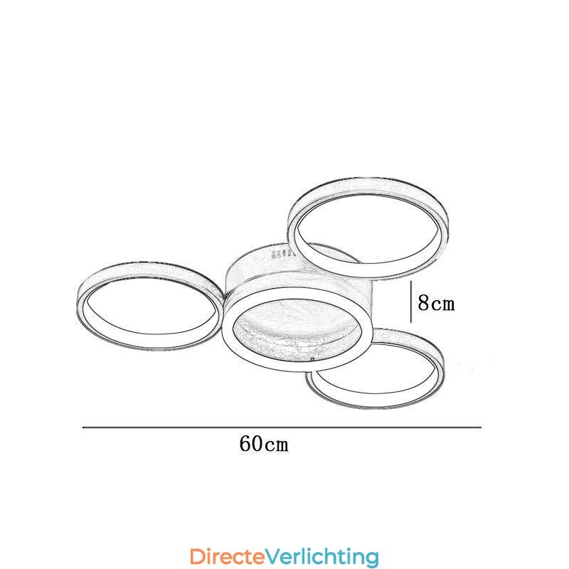 4-rings plafondlamp met inbouwmontage