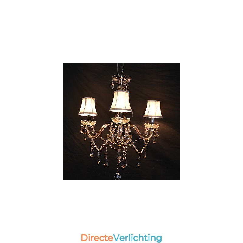 Moderne schitterende kroonluchter met 3 lampen en kristallen arm