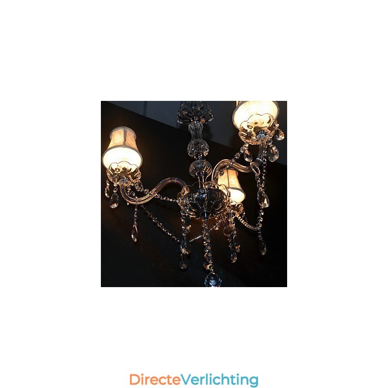 Moderne schitterende kroonluchter met 3 lampen en kristallen arm