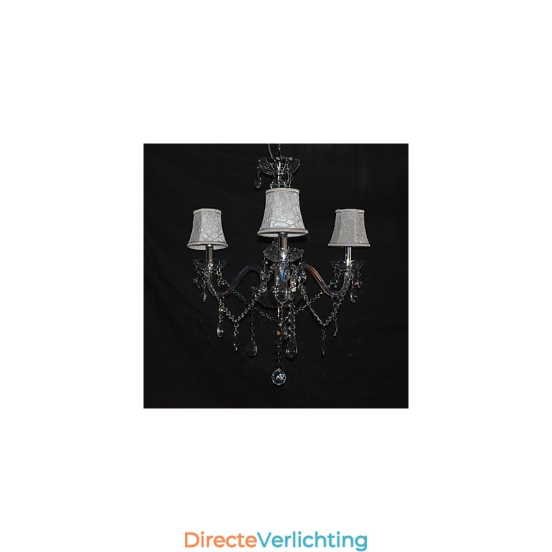 Moderne schitterende kroonluchter met 3 lampen en kristallen arm