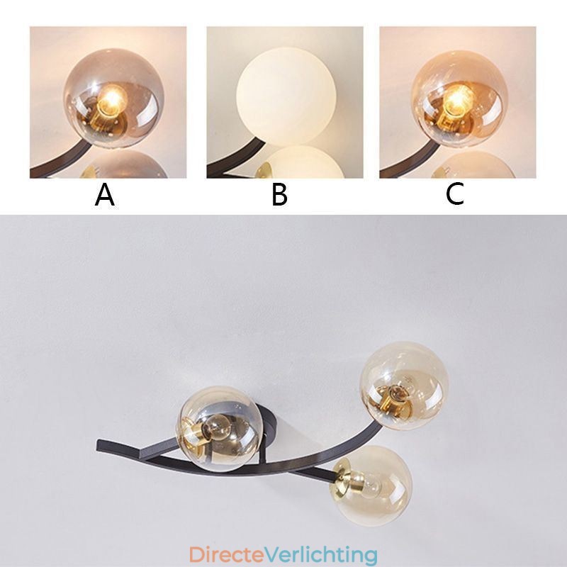 Moderne minimalistische glazen bol plafondlamp met verzonken montage
