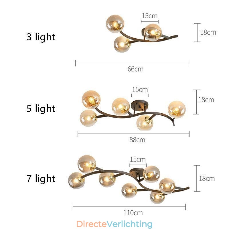 Moderne minimalistische glazen bol plafondlamp met verzonken montage