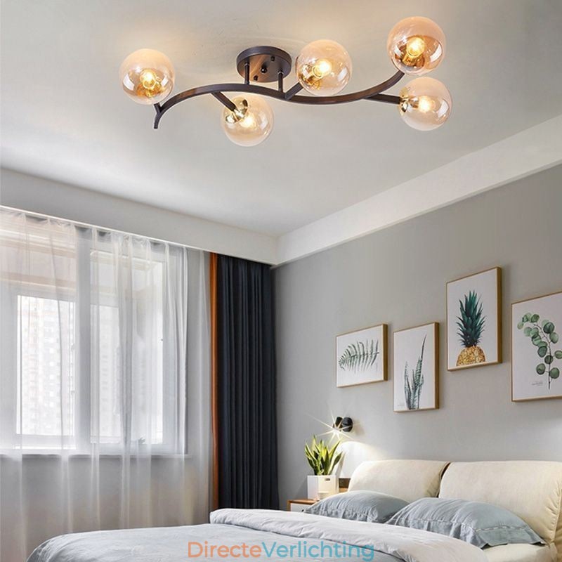 Moderne minimalistische glazen bol plafondlamp met verzonken montage