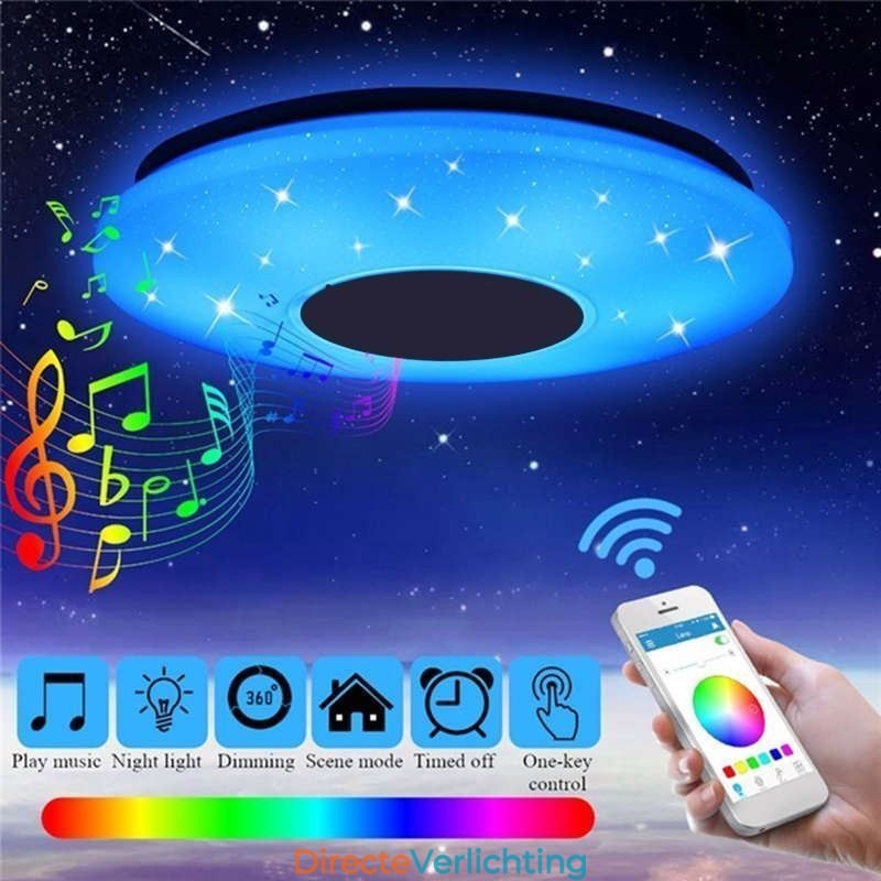 Kleurrijke plafondlamp met Bluetooth-muziekluidspreker en timingfunctie