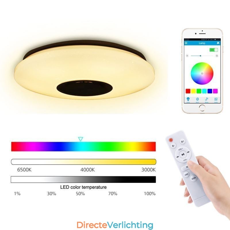 Kleurrijke plafondlamp met Bluetooth-muziekluidspreker en timingfunctie