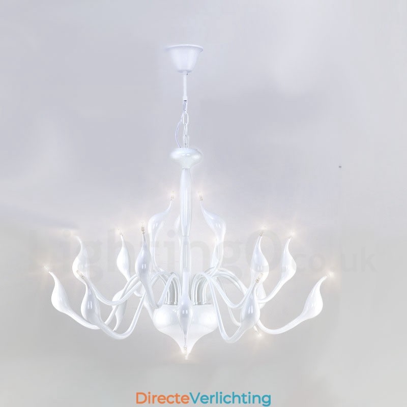 18 lampen roestvrij staal post moderne zwaan kroonluchter licht G4 witte afwerking