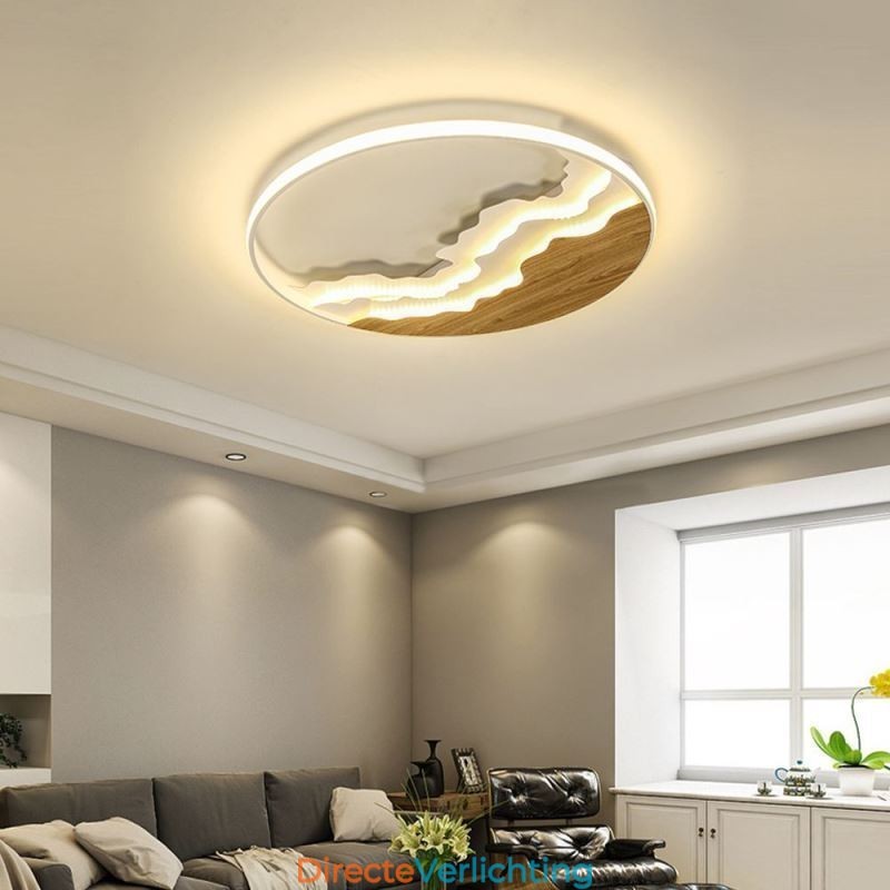 Ronde, inbouwbare, unieke, golfvormige plafondlamp van acryl