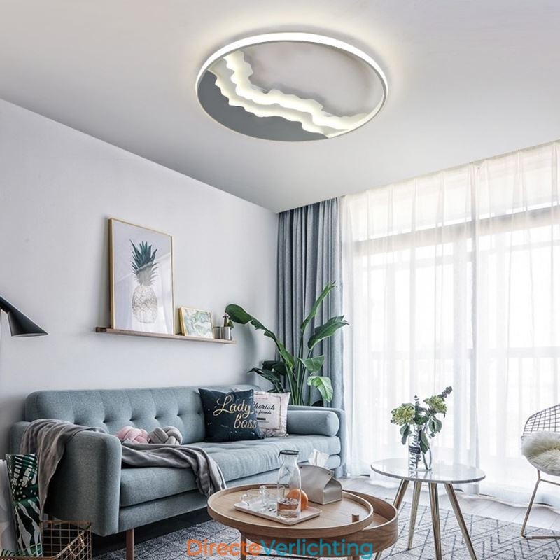 Ronde, inbouwbare, unieke, golfvormige plafondlamp van acryl