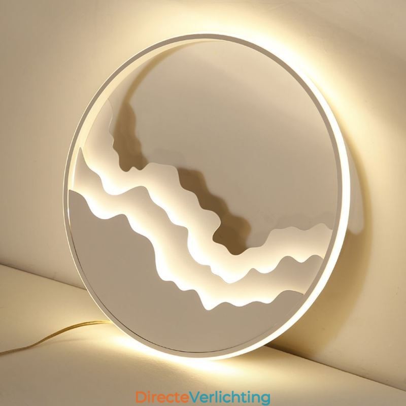Ronde, inbouwbare, unieke, golfvormige plafondlamp van acryl