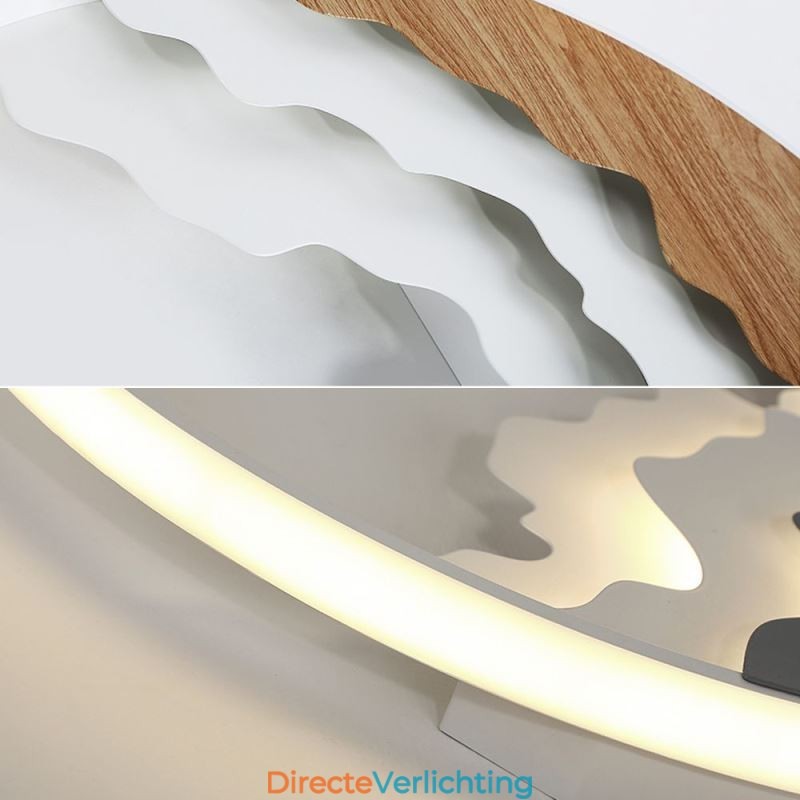 Ronde, inbouwbare, unieke, golfvormige plafondlamp van acryl