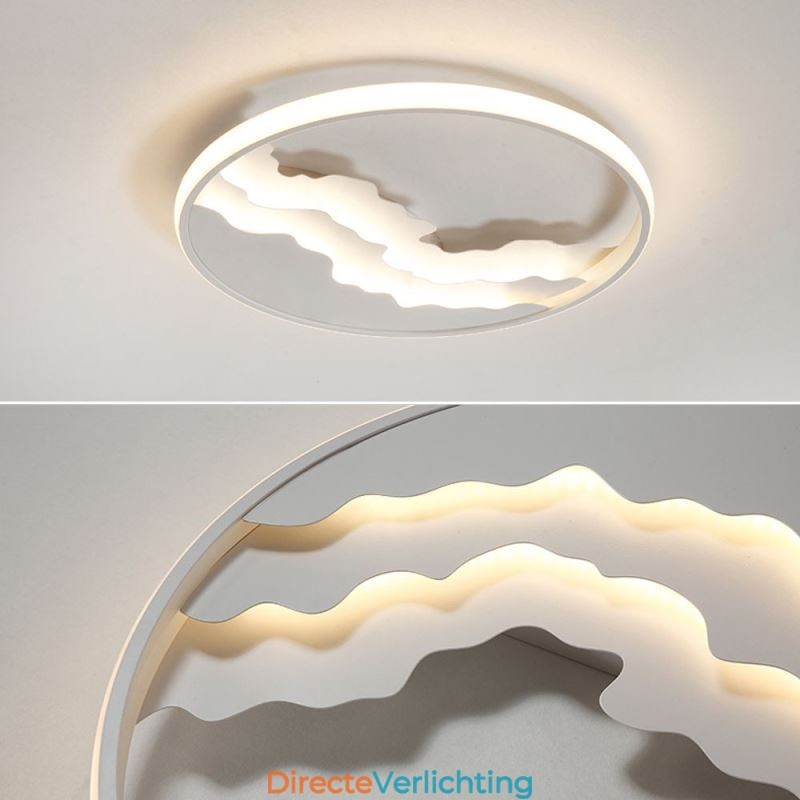 Ronde, inbouwbare, unieke, golfvormige plafondlamp van acryl