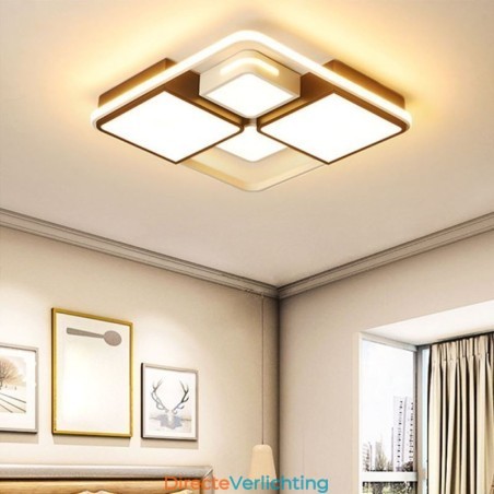 Moderne plafondlamp van acryl, vierkant, zwart en wit Moderne plafondlamp van acryl, vierkant, zwart en wit
