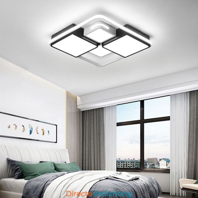 Moderne plafondlamp van acryl, vierkant, zwart en wit