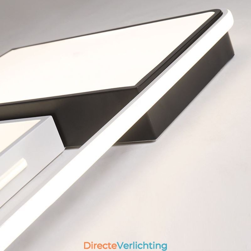Moderne plafondlamp van acryl, vierkant, zwart en wit