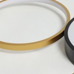 4 Ringen Plafondlamp Unieke Zwarte + Gouden Lampenkap Verlichting