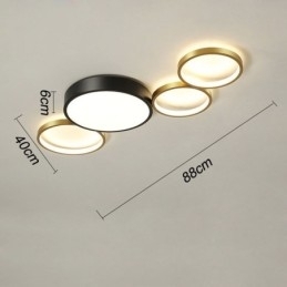 4 Ringen Plafondlamp Unieke Zwarte + Gouden Lampenkap Verlichting