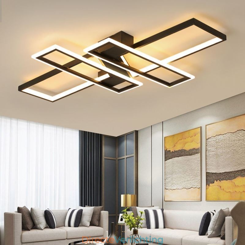 4-lichts plafondlamp, moderne geometrische, lineaire decoratieve verlichtingsarmatuur