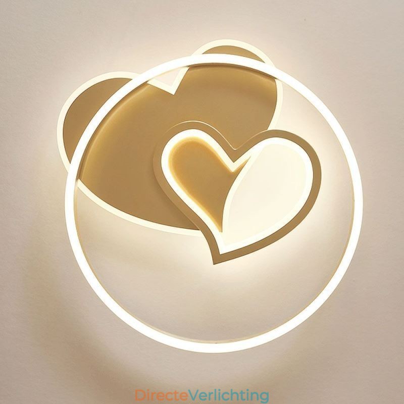Moderne plafondlamp van acryl in de vorm van een hart, met dubbele laag