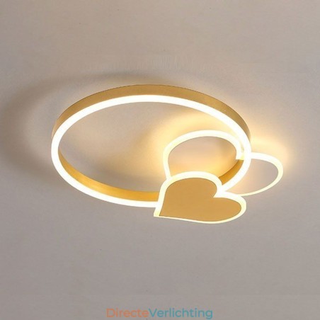 Moderne plafondlamp van acryl in de vorm van een dubbel hart Moderne plafondlamp van acryl in de vorm van een dubbel hart