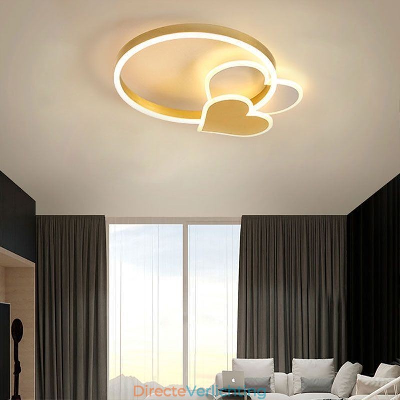 Moderne plafondlamp van acryl in de vorm van een dubbel hart