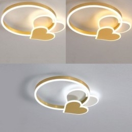 Moderne plafondlamp van acryl in de vorm van een dubbel hart