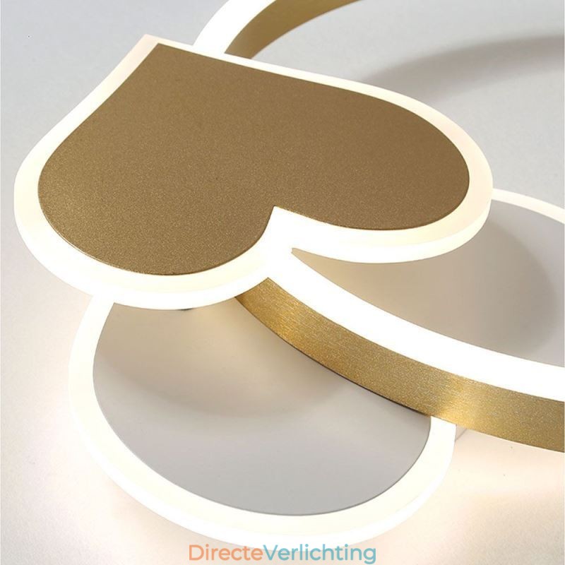 Moderne plafondlamp van acryl in de vorm van een dubbel hart