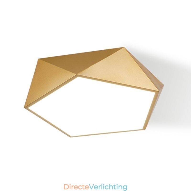 Goudkleurige geometrische plafondlamp van acryl
