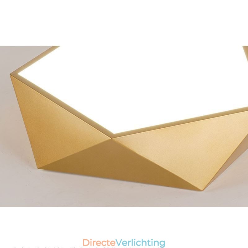 Goudkleurige geometrische plafondlamp van acryl