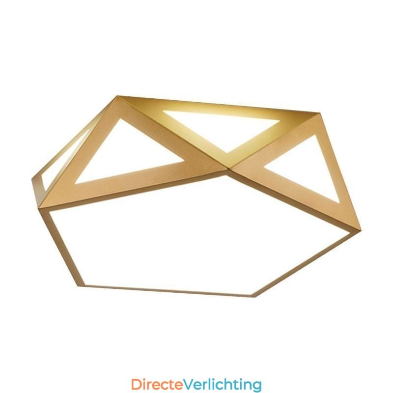 Goudkleurige geometrische plafondlamp van acryl