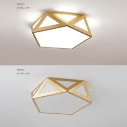 Goudkleurige geometrische plafondlamp van acryl