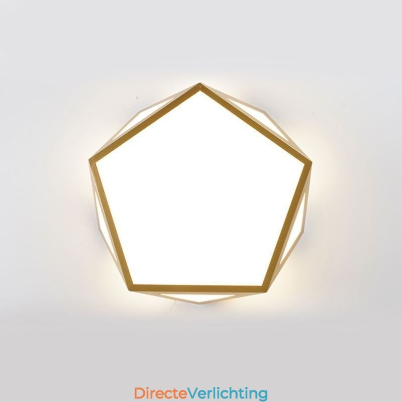 Goudkleurige geometrische plafondlamp van acryl