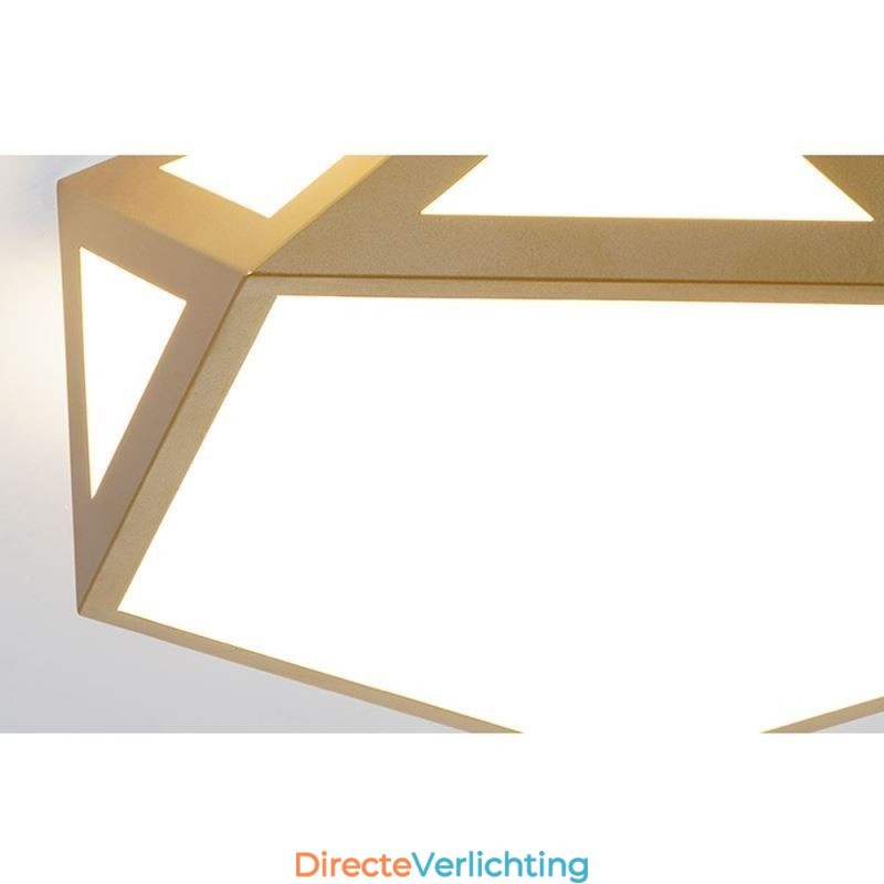 Goudkleurige geometrische plafondlamp van acryl