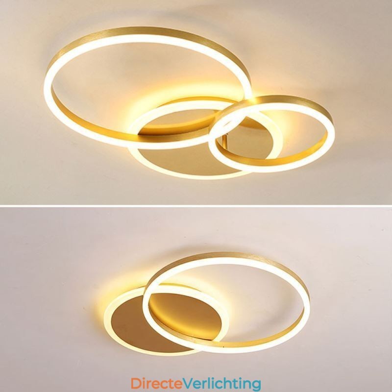 Moderne ronde plafondlamp van goudkleurig materiaal