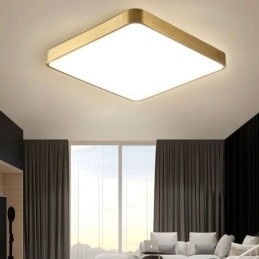 Minimalistische plafondlamp van acryl in vierkant goudkleur
