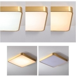 Minimalistische plafondlamp van acryl in vierkant goudkleur