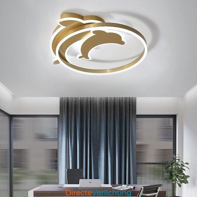 Gouden Dolphin plafondlamp met inbouwmontage