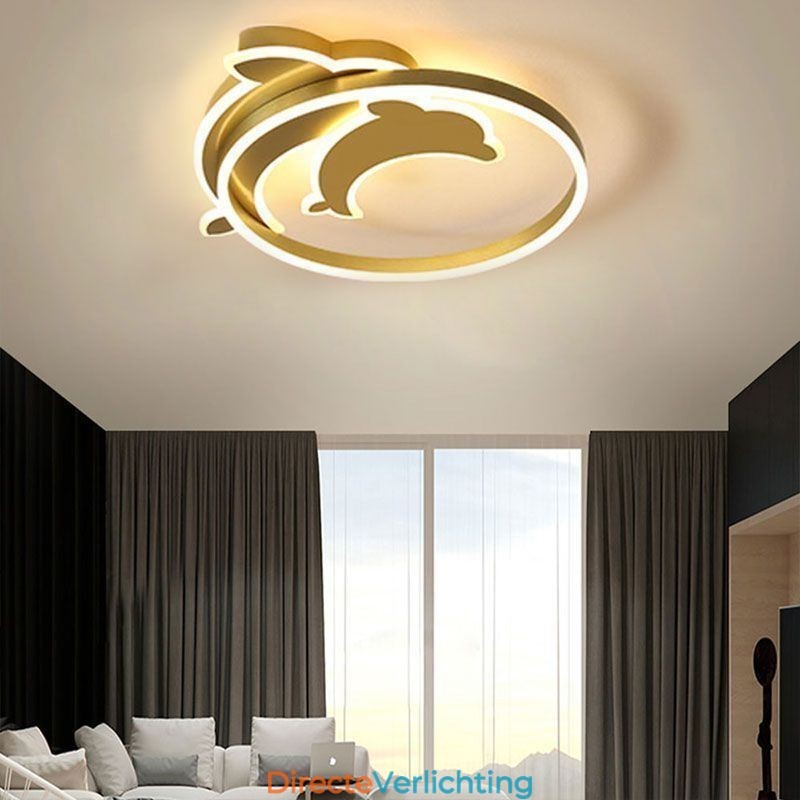 Gouden Dolphin plafondlamp met inbouwmontage