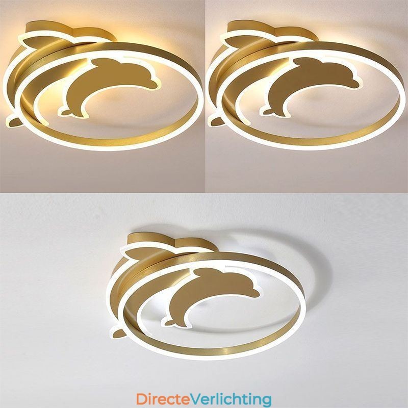 Gouden Dolphin plafondlamp met inbouwmontage