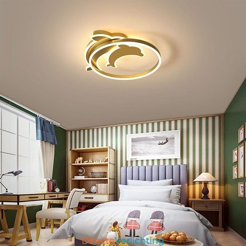 Gouden Dolphin plafondlamp met inbouwmontage